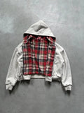 Winter Casual Plaid Print Hoodie Women's Warm Zip-Up Double-Sided Wear Sweatshirt Female Fashion Trendy Loose Hooded